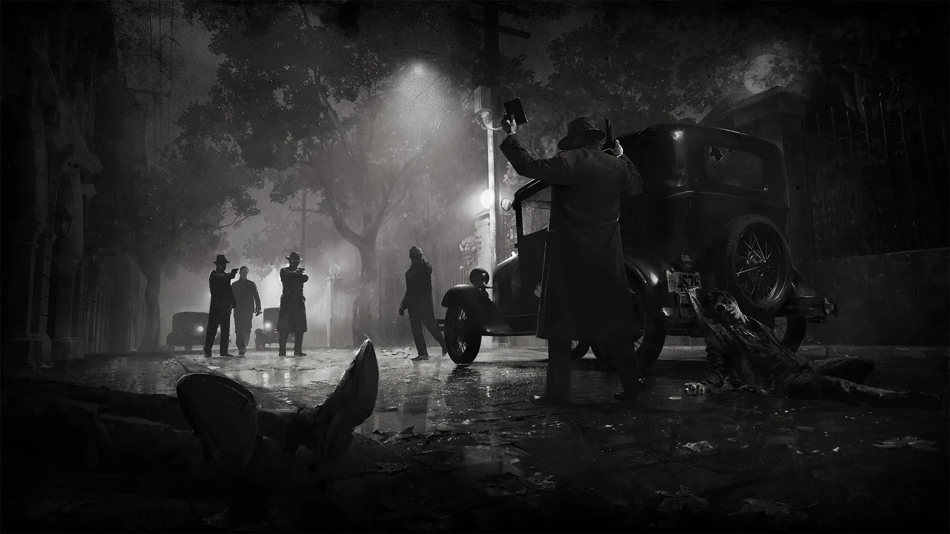 Official The Defiant screenshot of an occupied city street at night with several armed figures