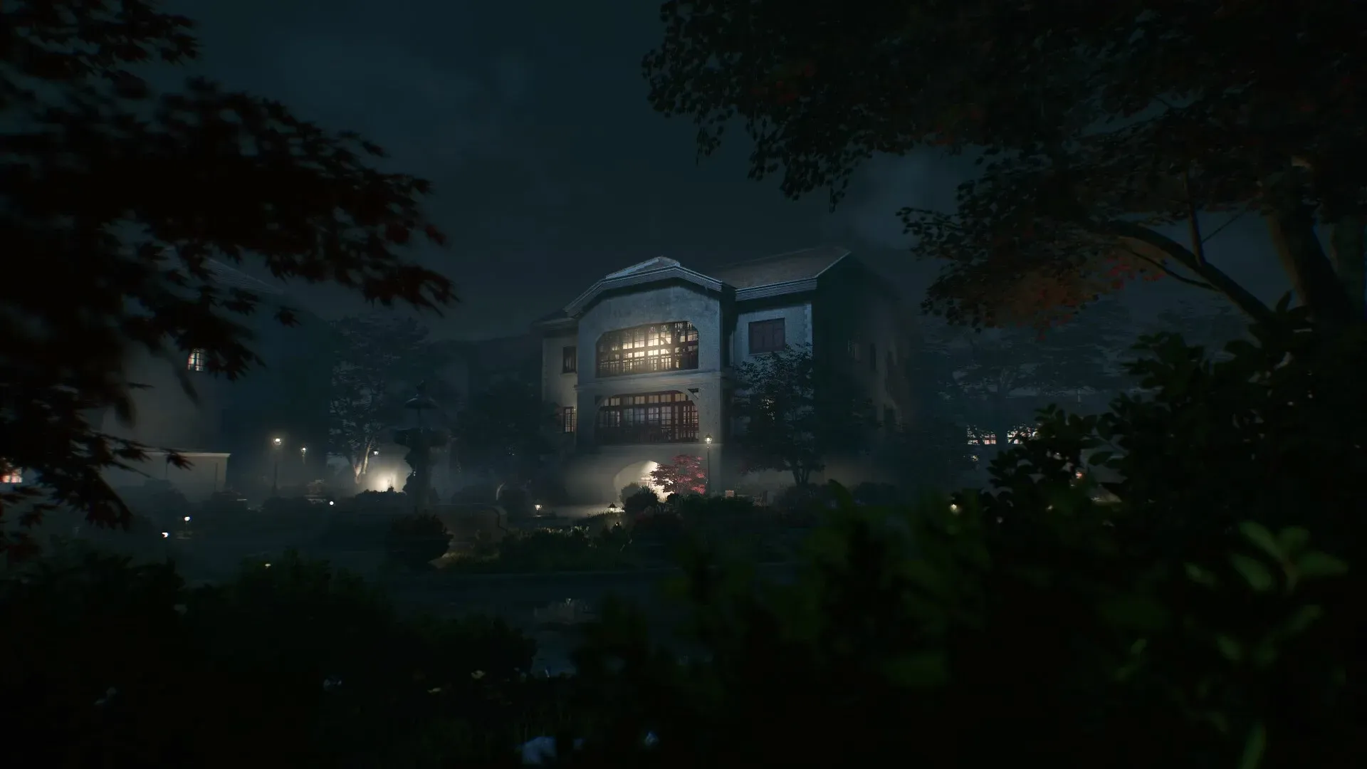 Official The Defiant screenshot of a lit building at night, shown for the game’s visual fidelity